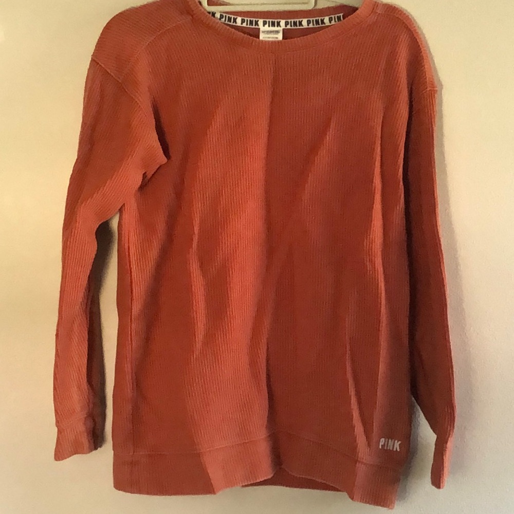 “PINK” orange ribbed sweater